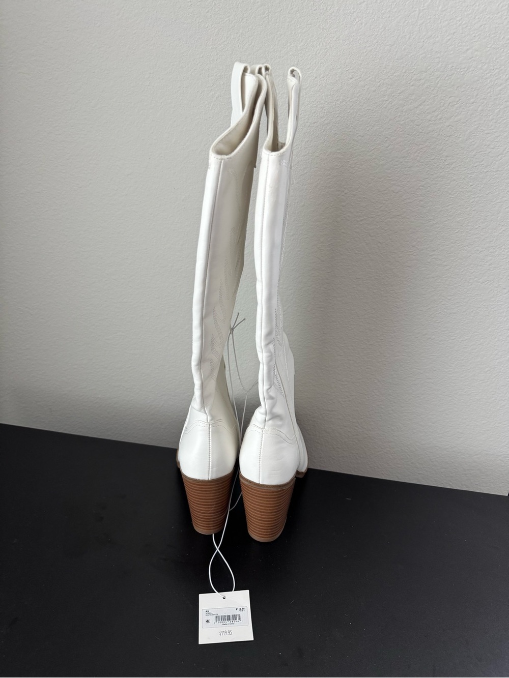 Altar'd State White Knee-High Western Heeled Boots - Picture 4 of 5